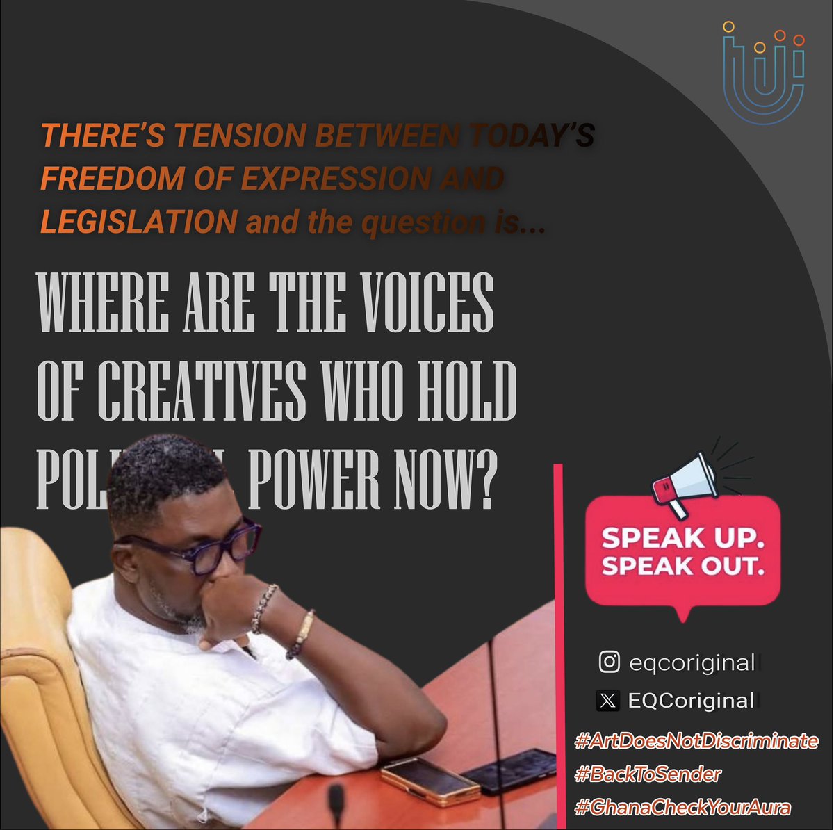 EQCoriginal's tweet photo. We’re still asking, what’s your stance and why the silence?

#artdoesnotdiscriminate 
#GhanaCheckYourAura https://t.co/QnbfWylbOX
