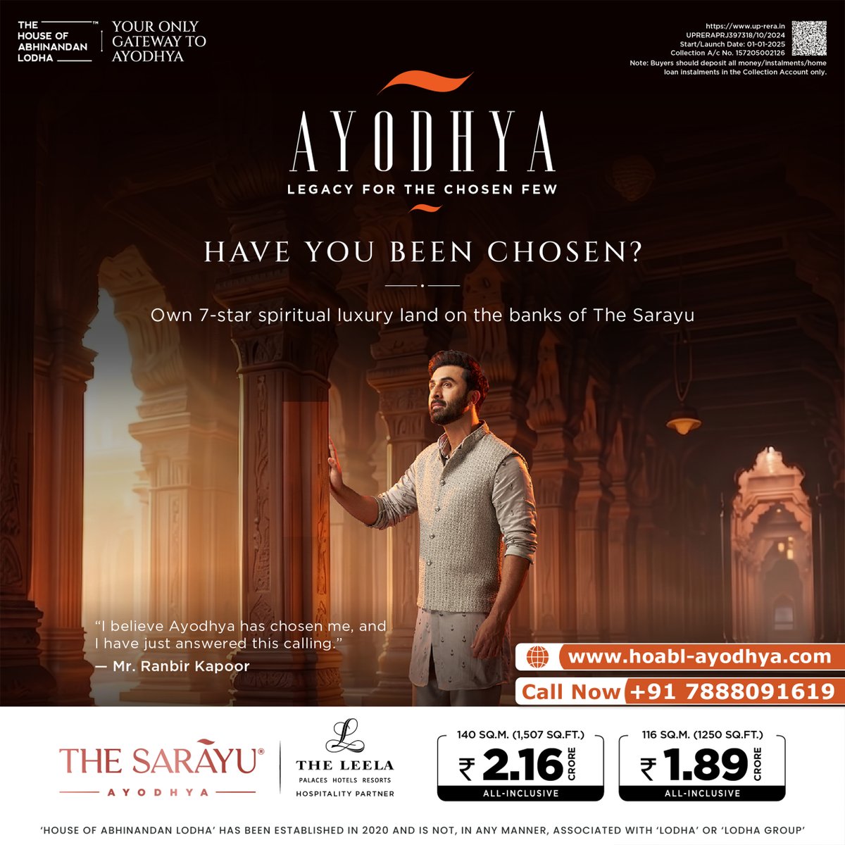 hp_infra's tweet photo. Own a Premium Land Parcel in the Sacred City of Ayodhya – The Sarayu by HoABL

📍 Project: The Sarayu
🏢 Developer: HoABL (House of Abhinandan Lodha)
📌 Location: Ayodhy
📐 Plot Size: 1,250 Sq.Ft. Land Parcel
💰 Price Starting From: ₹1.89 Cr.*
📞 Call: +91 7888091619 https://t.co/K4oigbokt1