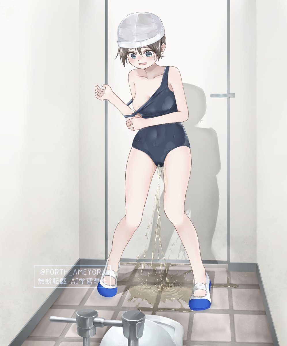 FORTH_AMEYORU's tweet photo. skebより、水着を脱ぐのが間に合わなくてお●らししちゃった子を描かせていただきました！ご依頼ありがとうございました🙇‍♂️ https://t.co/eLXM2NZZjq