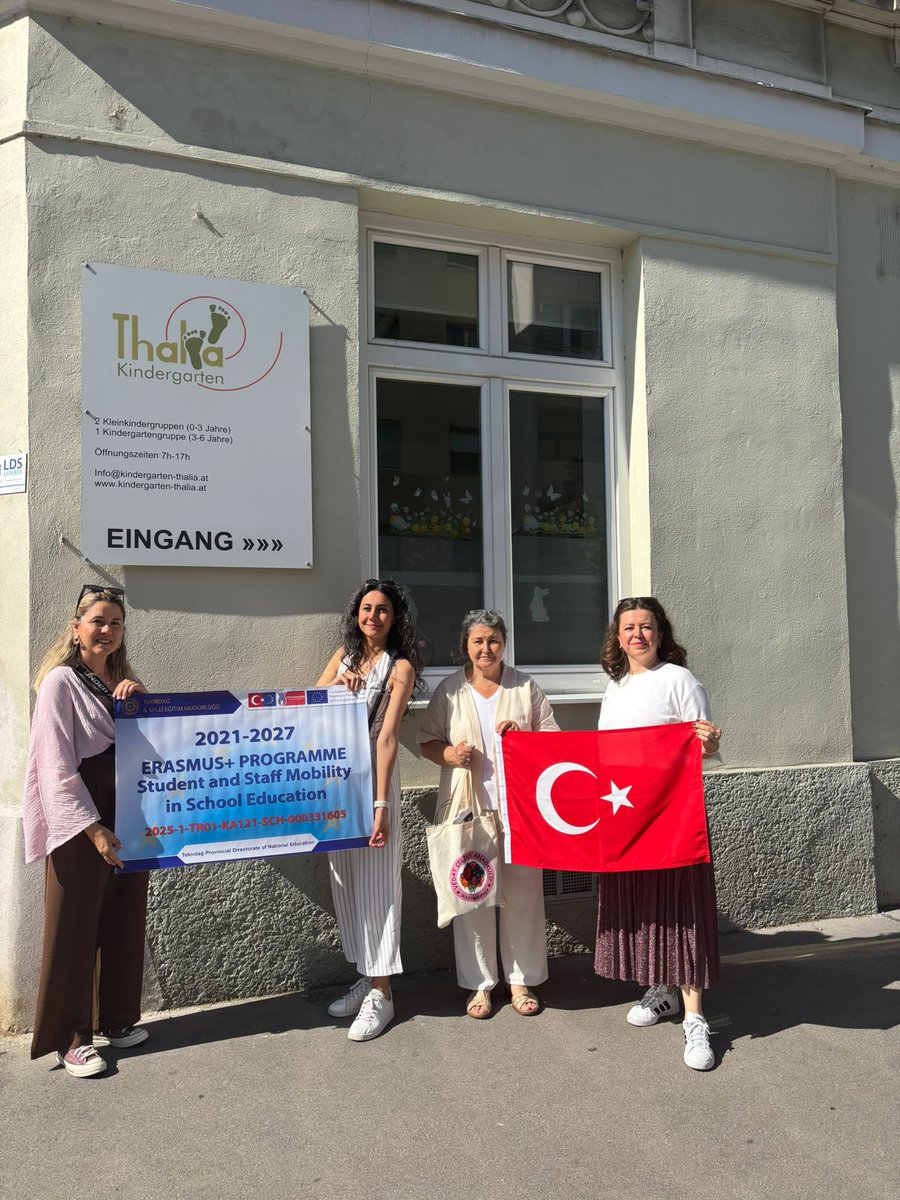 AnaokuluVedat's tweet photo. Vedat Çeliker Anaokulu olarak Erasmus K121 projesi kapsamında Avusturya Viyana şehri okul gözleminde ilk günümüz
@tekirdagmem  
@drazizyeniyol 
@Tekirdag_Ar_Ge 
@spasamem59 
@FahriKIRMIZI 
@LtfiyeSertdamar https://t.co/OIdHtvymFe