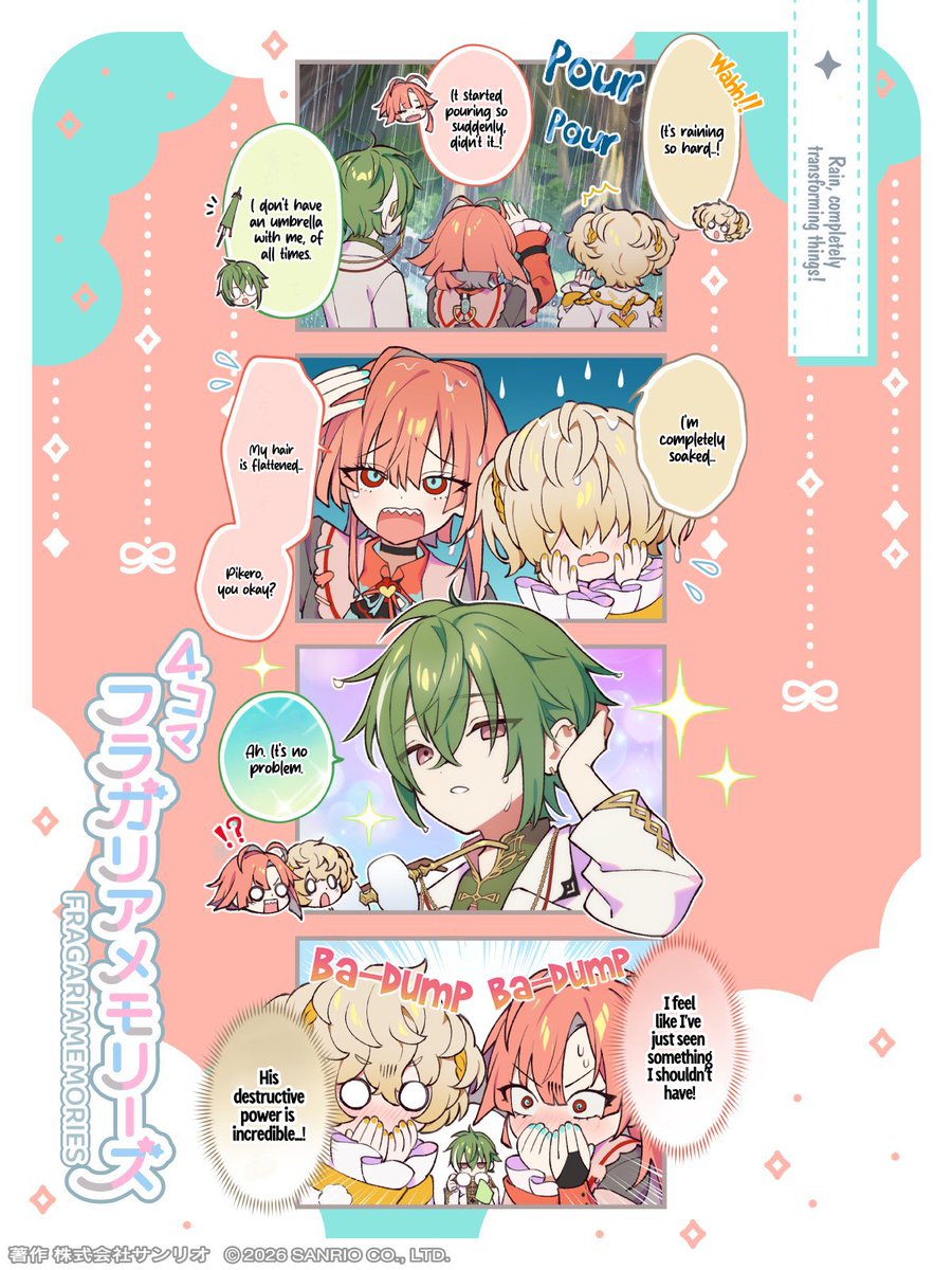 DuszekMaroo's tweet photo. ◤🍓4koma Fragaria Memories 🍓◢
Rain, completely transforming things!

#fragariamemories 

Thanks @ryseekk for helping me clean Rimicha and Myunna! I hated doing the trees 😭
🇵🇱 Soon I just have to do something... https://t.co/PVPobhpicK