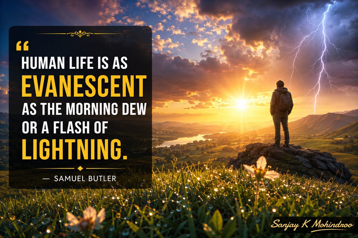 skmohindroo9's tweet photo. Human life is brief and temporary, much like dew that disappears with sunlight or lightning that vanishes in an instant. #Mindfulness #PersonalGrowth #Leadership #Purpose #LifeLessons #SelfReflection #MeaningfulLiving #GrowthMindset
https://t.co/JDwaLmpzl6 https://t.co/PWLSbqz5wj