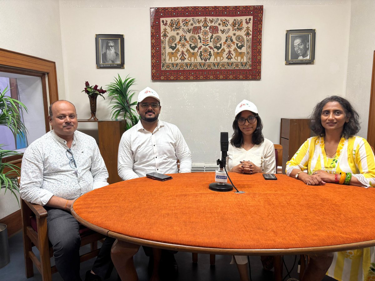 YuvaAhmedabad's tweet photo. Yuva Vani Broadcast recorded with the participant of  MY Bharat-Akashvani Experiential Learning Prog. on Radio Production &amp; Presentation @Akashvaniahm today. The event will be on air on 06.30 PM, 11.06.2026. Stay tuned.
@MYBharatHQ 
@mansukhmandviya 
@YASMinistry https://t.co/PYpr8ouGdv