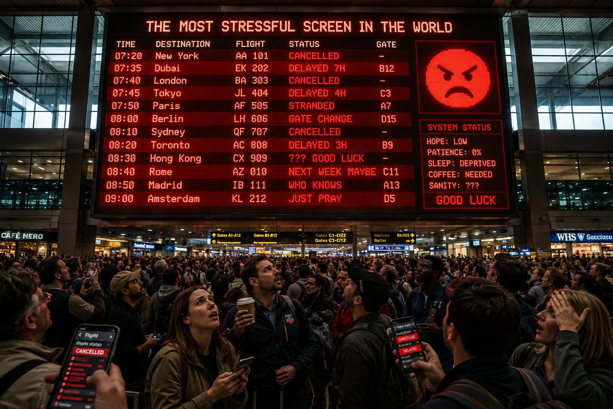 Foxeriel's tweet photo. @Polymarket The departure board just became everyone's most stressful screen. https://t.co/C3vEYNoAXN