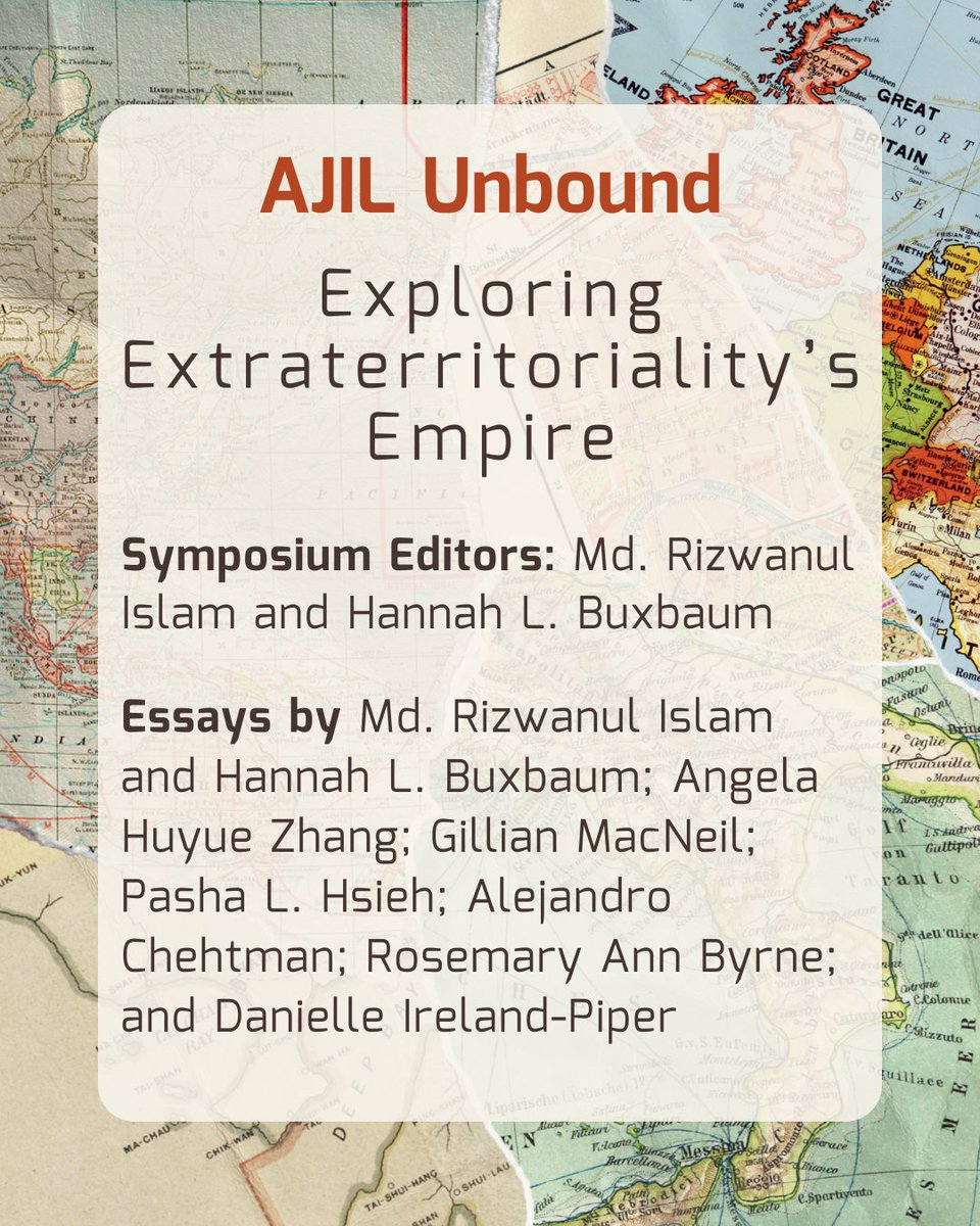 AJIL_andUnbound's tweet photo. How far does law travel—and who feels its reach? The AJIL Unbound symposium "Exploring Extraterritoriality's Empire" examines how legal authority beyond borders has shaped empires, governance, and international law.  

Read the symposium: https://t.co/xrwhscNxC5 https://t.co/ROAFrypbJQ