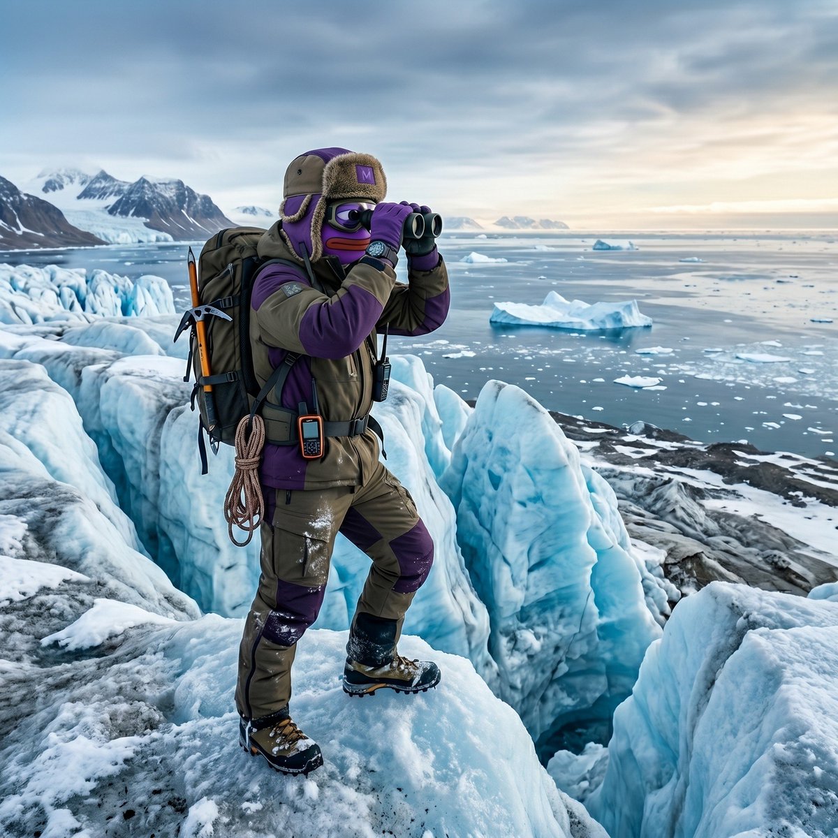 FournadMonad's tweet photo. Staring past the edge of a melting ice cap cliff, binoculars locked onto the horizon, tracking the next massive Fournad pump out at sea. 🧊🔭🌊 https://t.co/XI2UdK2Ls7