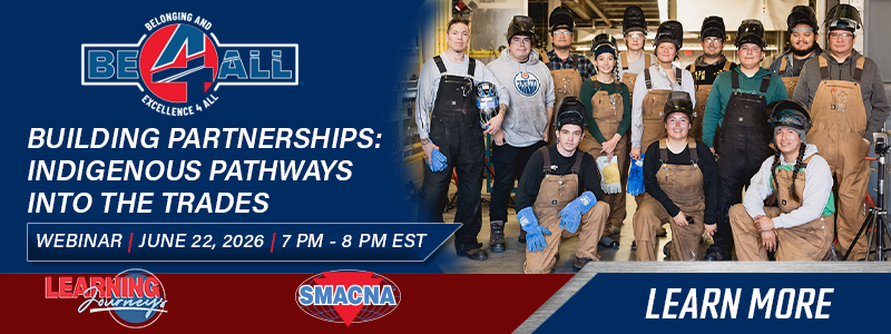 SMACNA's tweet photo. Building Partnerships: Indigenous Pathways into the Trades

To celebrate Canada’s National Indigenous Peoples Day, we are bringing together speakers in Canada, including Indigenous peoples and trade leaders who recruit from those communities.

Register now for the next Learning Journey on June 22, 2026, at 7:00 PM ET

https://t.co/juuCACt2bZ