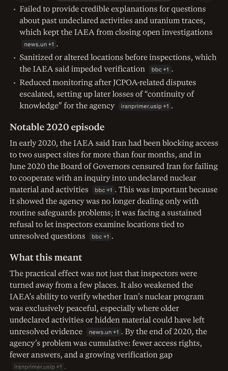 oconus_1's tweet photo. @parkes_204 @shrimplynibbles @EricLDaugh OK, I'll be more precise. Iran refused to allow anything but strictly controlled "inspections." Only the sites Iran allowed. Only certain areas w supervision. And no inspection of military sites allowed. 

Stop being stupid. https://t.co/HXFj2Cyptx