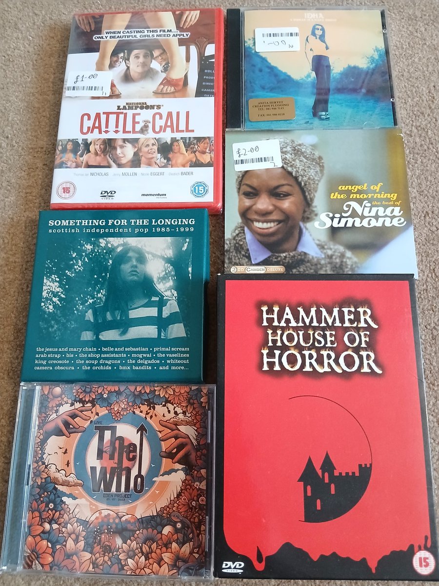 RodGray91183835's tweet photo. Recent purchases...top 3 from Keech Hospice...love some Idha on Creation. The Who &amp; Scottish indie pop are new, Hammer Horror from CEX...£6 bargain. Happy digging pop pickers! https://t.co/d3pQYMeqAJ