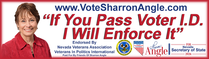 SharronAngle's tweet photo. Reno did you see this?! - Tomorrow I need YOUR VOTE Sharron Angle for Secretary of State.

#VoteNV26 #NVSOS #VoterIDNV https://t.co/LRl9TQ14jC