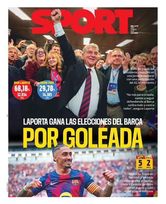 Cr7stianismo_'s tweet photo. Laporta gana las elecciones con un 68% y gana por goleada.

Florentino gana las elecciones con un 67% y "ya no es intocable"

Por suerte, las manos de la prensa están fuera del Real Madrid como mínimo cuatro años más. https://t.co/zK10N9mjJp