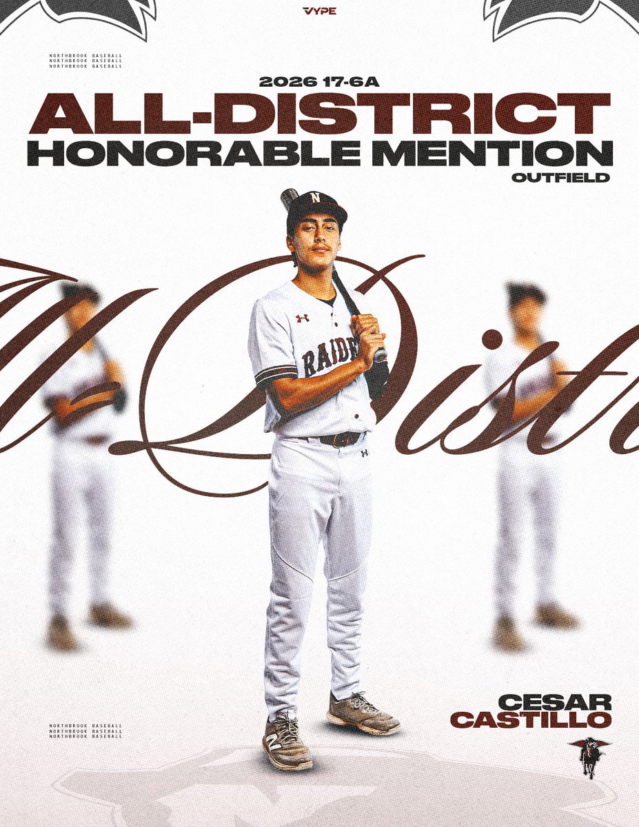 NHSBaseRaiders's tweet photo. 2026 Northbrook Baseball
17-6A All District Awards.

Senior - Cesar Castillo - Honorable Mention - Outfield 
@sbisdathletics https://t.co/Fg5ymq0JBA