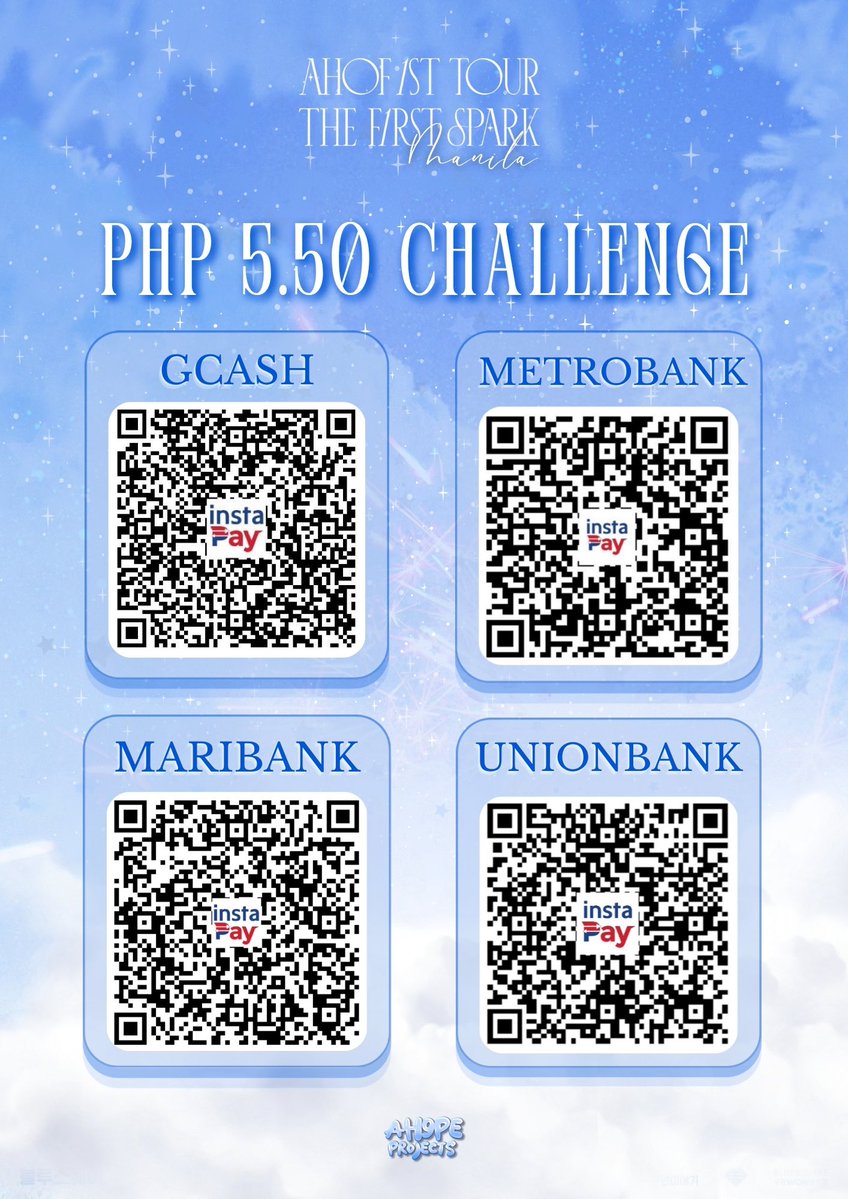 ah9peprojects's tweet photo. FINALIZED & OFFICIAL HAND BANNERS

We are pleased to present the finalized official hand banners for the 2026 AHOF 1st Tour — The First Spark in Manila.

Our goal is to provide 30,000 hand banners for Day 1 and Day 2.

Despite our main account being suspended, one of our admins launched a donation challenge through her personal account and successfully raised ₱20,923.89 out of our ₱165,000 for the Official Photo Op Hand Banner Project. Thank you to everyone who donated, shared, and supported this initiative.

Let’s keep the momentum going!

1 banner = ₱5.50
Donate ₱5.50, ₱55, ₱550, ₱5,550 or any amount.

After donating:
• Fill out the form: https://t.co/Ykg3E2uih9
• Post your donation screenshot in the comments
• Tag your friends and challenge them to donate too!

Every peso brings us closer to making this project possible for all FOHAs and showing AHOF the warmth and passion of Manila.

#AHOF #아홉
#THE_FIRST_SPARK
#THE_FIRST_SPARK_IN_MANILA
#UnitedForAHOF