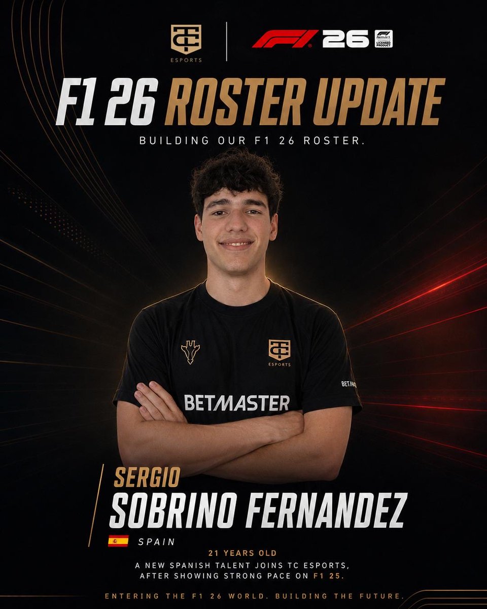 ThibautEsports's tweet photo. We’re excited to announce the newest addition to the TC F1 Esports team: @Sergiosobrinoo 

A young talent with immense potential, Sergio has everything it takes to make his mark and help drive the team forward.

Welcome to the team, Sergio! 🏁💪

#TCEsports #F1Esports https://t.co/Wu2XDqhmsG