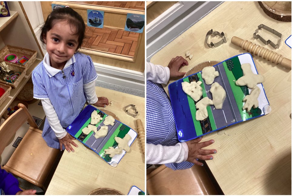 OAClarksfield's tweet photo. The Nursery children used the cutters to create playdough vehicles for the travel and transport scene. They pressed and cut out the different vehicles and placed them appropriately on the scene as to where they travel. https://t.co/yti109zzzR