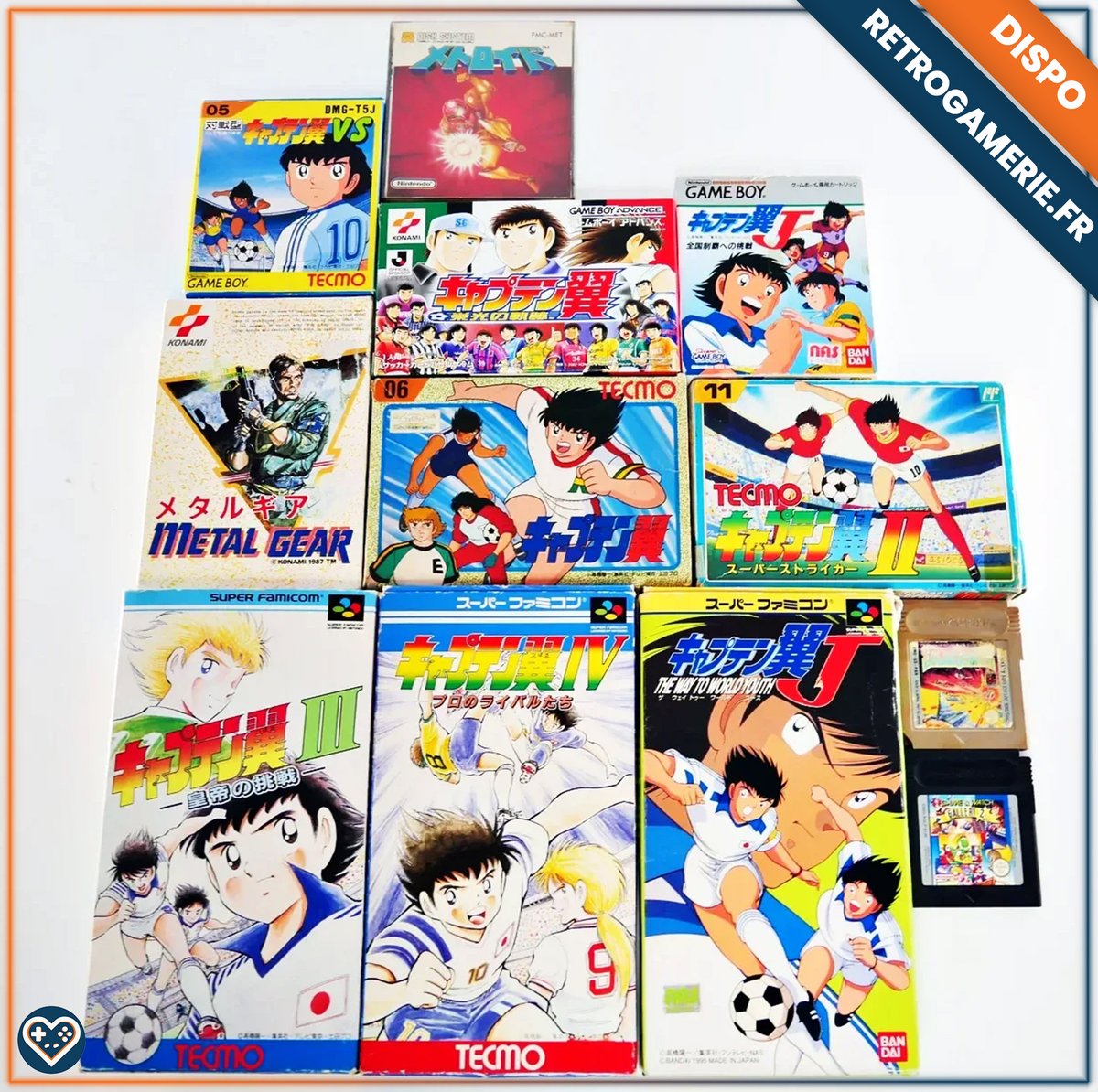 Retrogamerie's tweet photo. 🆕 Nouvel arrivage #retrogaming !

#FamicomDiskSystem
Metroid

#Famicom
Metal Gear, Captain Tsubasa I et II

#SuperFamicom
Captain Tsubasa III, IV et J

#GBA
Captain Tsubasa: Eikou no Kiseki

#GB
Game & Watch Gallery 2, Solar Striker, Captain Tsubasa VS et J

Dispo sur https://t.co/7LzZzP3MT6 💙