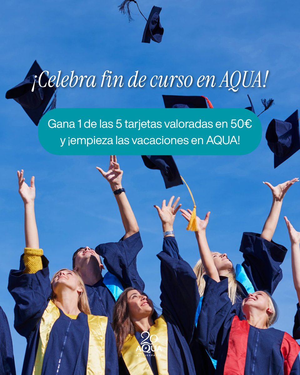 ccaqua's tweet photo. ¡El curso se acaba y en AQUA queremos celebrarlo! ¡Participa y gana una tarjeta valorada en 50€ para empezar las vacaciones! 

¿Cómo? Súper fácil:

https://t.co/Mgo48c2rQJ https://t.co/9zQQoGgbP4
