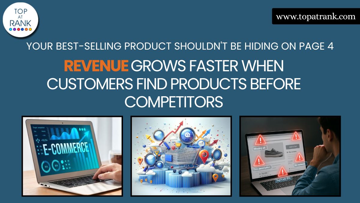 TopatRank's tweet photo. Your best-selling product shouldn't be buried on page 4.

Our e-commerce SEO services help shoppers discover your products before they find your competitors.

More visibility. Better traffic. More sales. - https://t.co/3mRy1NhZUW

#EcommerceSEO #SEOExperts #TopAtRank https://t.co/jQ07m3U7fq