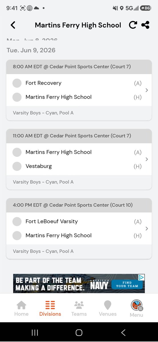 GavinLittle01's tweet photo. My schedule for the Cedar Point team camp this week. @BleacherProspec @outwork_bball @NEO_Spotlight @PrepHoopsOH @_MikeRoth @DannyZuchak @brad_johnson04 @CoachCumpstone @CoachSullyDU @smcHoops_ @mosesk225 @RayLee_777 https://t.co/Qe4U3SvibG
