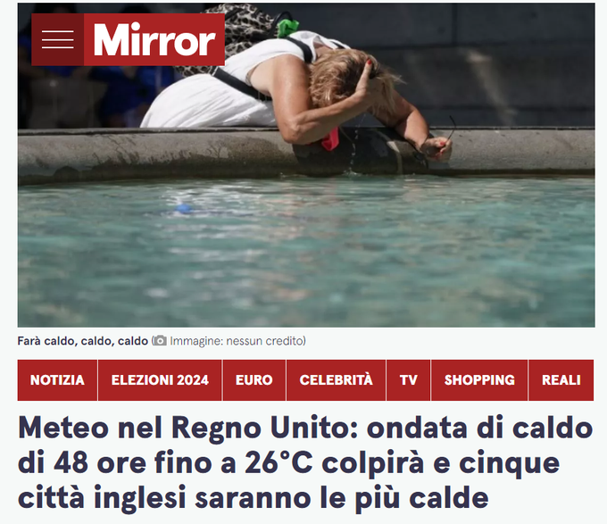 climacritic's tweet photo. Caro Daily Mirror, 
a 26°C si può essere colpiti solo da ondate di idiozia. https://t.co/NjRqY9ToIE