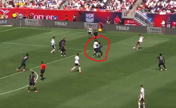 CAdams7's tweet photo. @HiMyNameIsSeton @garciaeric79 There's a lot to unpack here, but your line of thinking is a bit off to me. Like where does that backtracking stop? If Sane was arm's length away from McKennie 2 seconds before your freeze frame, does that make it McKennie's fault? They aren't playing man on man defense. https://t.co/ENI3QusyRT