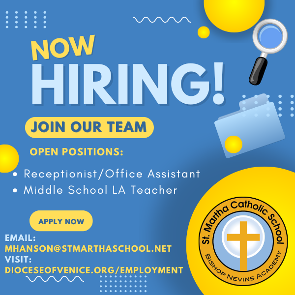 StMarthaCS's tweet photo. We have positions open! Visit https://t.co/xsthGacaBV for full details! https://t.co/lwy5DkQCOz