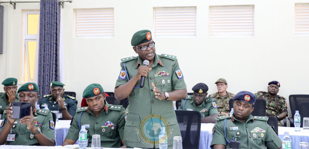 IPSTCKenya's tweet photo. Our Director, Maj Gen Mwazighe,  hosted a delegation from the Army War College Nigeria (AWCN) led by Brig Gen BU Ugbuji. The delegation received an IPSTC brief &amp; engaged in discussions on potential areas of collaboration. https://t.co/ef4ta9R4Wp