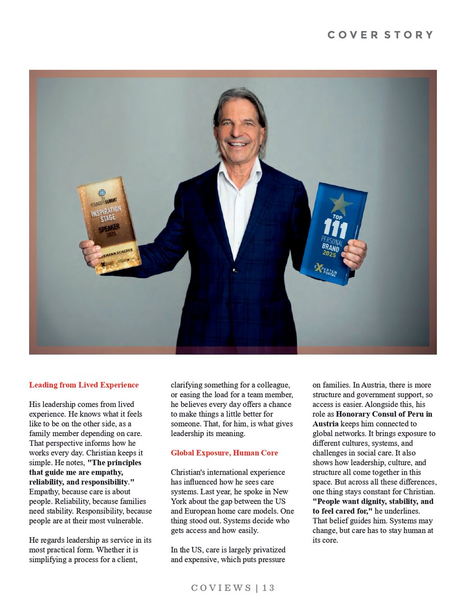 CIOviews's tweet photo. We are proud to feature Christian Elsner, Managing Director of ELSNER Pflege, on the front cover of CIO Views Magazine’s special edition: “Top 10 Business Visionaries Shaping the Next Era of Leadership in 2026.”🔗https://t.co/kLeEfminPM
#Leadership #BusinessVisionary #Healthcare https://t.co/aOaZIp72bN