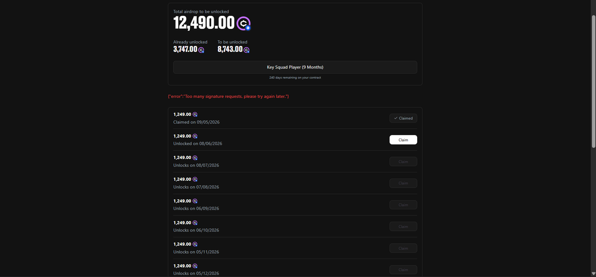 FazzArise's tweet photo. @ofc_the_club Please fix the vesting claim! There is a bug allowing some people to double claim, and now the rest of us can't get our allocation because the pool ran out of funds early. Please refill the pool and fix this! @ofc_the_club https://t.co/K4byC9irBA