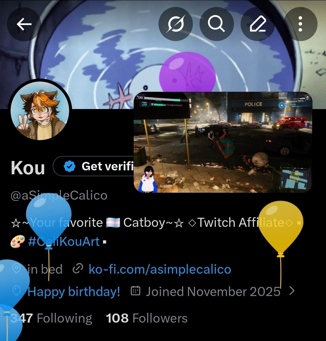 aSimpleCalico's tweet photo. Happy birthday to me!! And spec is streaming Spiderman!! This is such a win my little fish!! https://t.co/yWtXFuPrfs