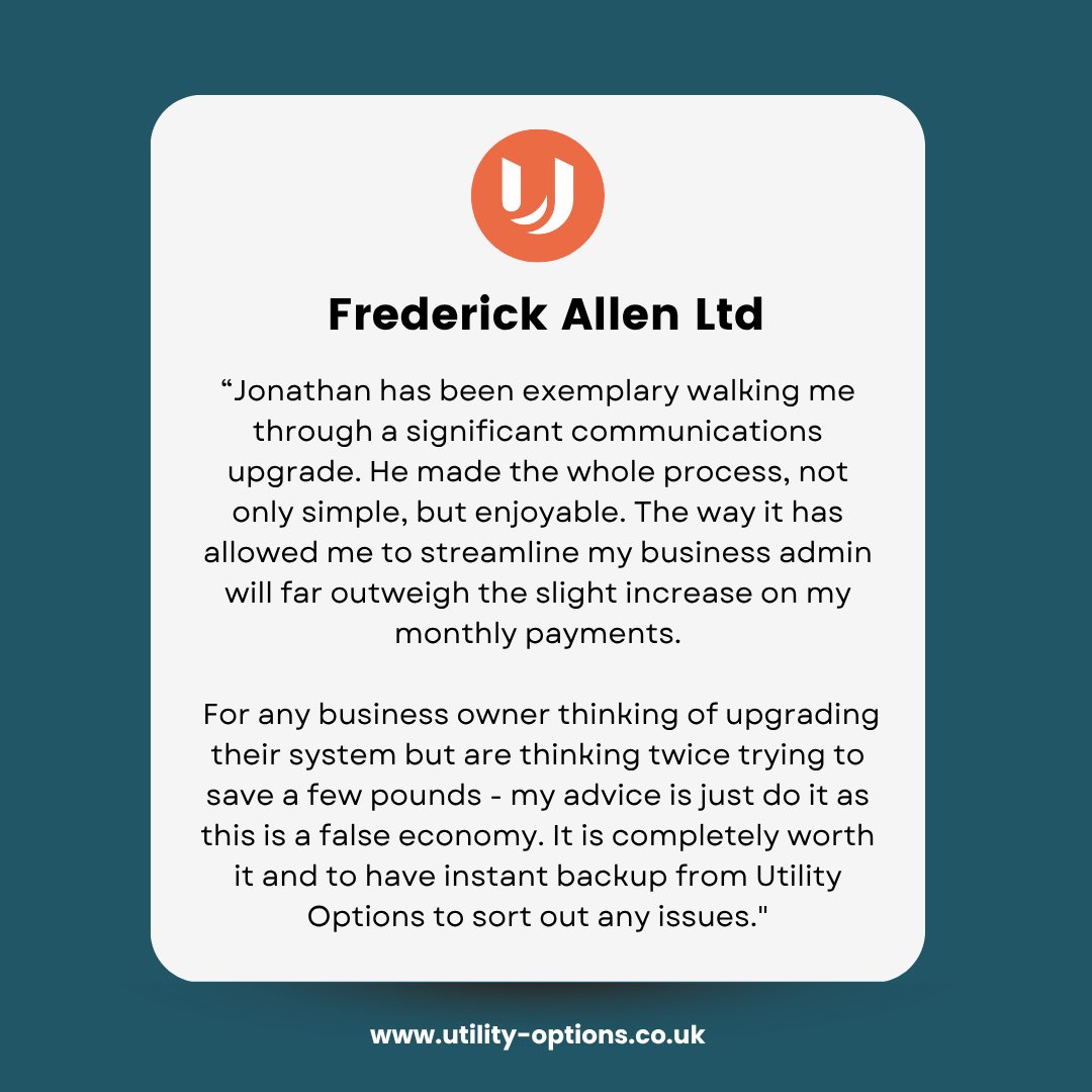 UtilityOptions's tweet photo. Some very valuable advice from Tim at Frederick Allen Ltd, who has benefited from the support provided by the Utility Options team.

If you'd like to find out how we can help your business, get in touch with our team today. 
https://t.co/Jez9rKaXzR

#FamilyRunUtilityOptions https://t.co/FFwB3cl1LB
