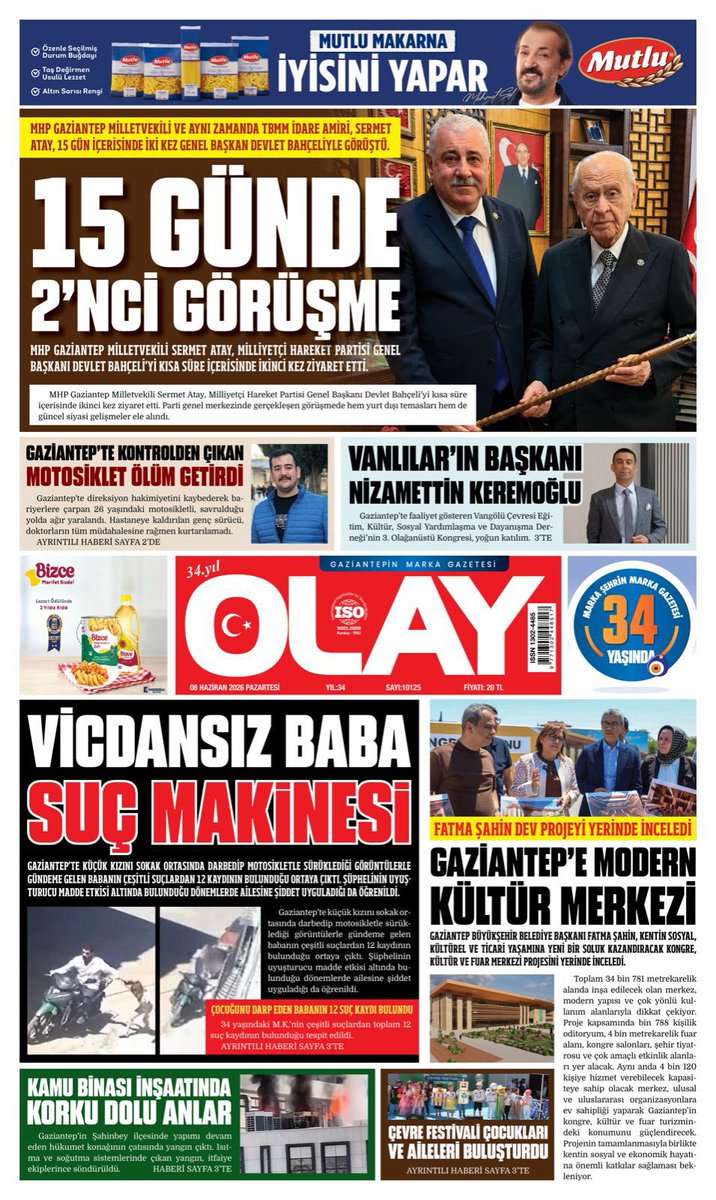 vangoluder's tweet photo. 📰 KONGREMİZ YEREL BASINDA BÜYÜK YANKI UYANDIRDI

Vangölü Derneğimizin 3. Olağanüstü Kongresi, yerel basın ve medya kuruluşlarında geniş yer bularak kamuoyunun takdirini kazandı.

Derneğimizin çalışmaları, birlik ve beraberlik mesajları ile Yönetim Kurulu Başkanımız Sayın Nizamettin Keremoğlu’nun açıklamaları, Gaziantep’in önde gelen basın kuruluşlarında manşetlere taşındı.

Kongremize gösterilen ilgi ve destekten dolayı tüm basın mensuplarımıza, hemşerilerimize ve bizleri yalnız bırakmayan herkese teşekkür ediyoruz.

Birlikte daha güçlü, birlikte daha büyük bir Vangölü Derneği için çalışmaya devam edeceğiz.

Vangölü Derneği Yönetim Kurulu

#VangölüDerneği
#NizamettinKeremoğlu
#Gaziantep
#Vanlılar
#YerelBasın