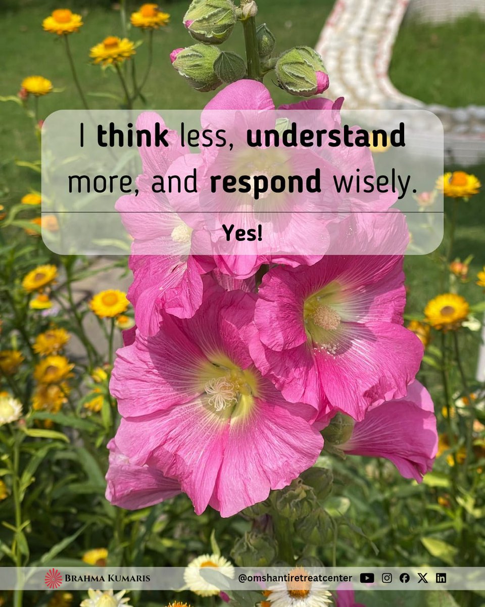 OMSHANTIRETREAT's tweet photo. Overthinking makes simple things complicated.
A calm mind helps us see situations more clearly, understand others better, and make wiser decisions.
Sometimes the answer isn't thinking more, it's finding a little more peace within.
#WiseAction #BrahmaKumaris #OmShantiRetreat https://t.co/wDkcRFc8my