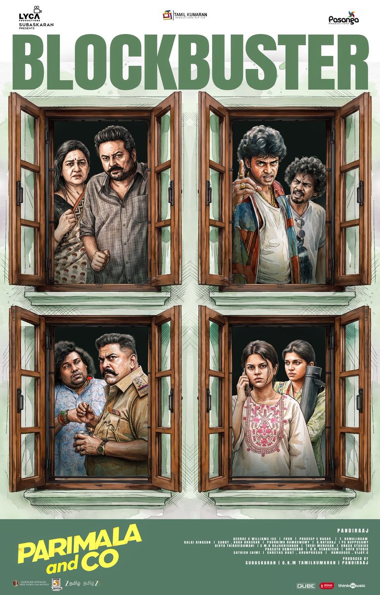 LycaProductions's tweet photo. A blockbuster entertainer that’s winning hearts everywhere. ✨ #ParimalaAndCo in cinemas now. 🔥

🔗 https://t.co/km2R2P0aWH

#ParimalaAndCoInCinemasNow

#Jayaram #Urvasi @iamSandy_Off @DirectorMysskin @isanjkayy @Ananthika108 @santoshsoban @iYogiBabu @LycaProductions @gkmtamilkumaran @pandiraaj_dir @pasangaprodns @george_dop @pradeepERagav @foxnmusic @actorsendrayan @IamPoornimaRavi @teamaimpr