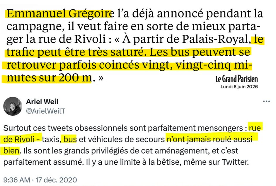 mtwit75's tweet photo. Emmanuel Grégoire juge que les bus roulent très mal sur une portion de la rue de Rivoli. Il pourra en toucher un mot au maire socialiste de Paris Centre, qui qualifiait ce genre de propos "d'obsessionnels et parfaitement mensongers. Sur Rivoli, les bus n'ont jamais roulé aussi bien, il y a une limite à la bêtise".