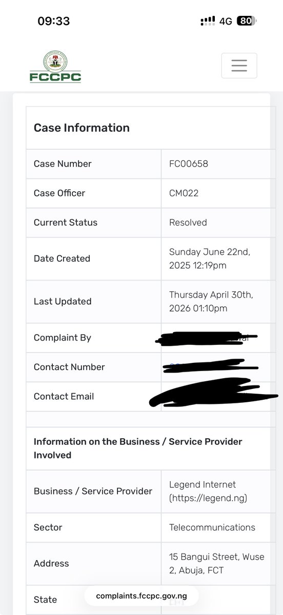 ubaibai's tweet photo. Paid for @ExploreLegend  Internet installation in March 2025 after being assured it would be completed within 3–4 weeks. After months of delays and unanswered complaints, I escalated the matter to the @fccpcnigeria.
To their credit, @fccpcnigeria  intervened and Legend Internet eventually laid the fiber cables after one year in May 2026. However, after assuring @fccpcnigeria  that the installation would be completed, the case was closed. Since then, @ExploreLegend  Internet has failed to finish the work or activate the service despite having held my payment for well over a year.
How can a company collect customers' money, make commitments to a regulator, and still refuse to deliver the service paid for? Consumers deserve better accountability and protection. 
#ConsumerRights #FCCPC #Nigeria #Broadband #CustomerService