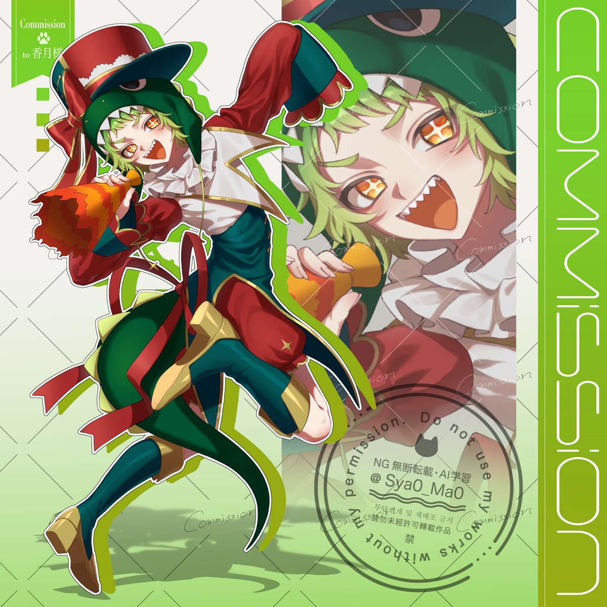 Sya0_Ma0's tweet photo. TRPG立ち絵のご依頼ありがとうございました🦖🔥

#Commisison  #SKIMA https://t.co/8FPBw9yr3M