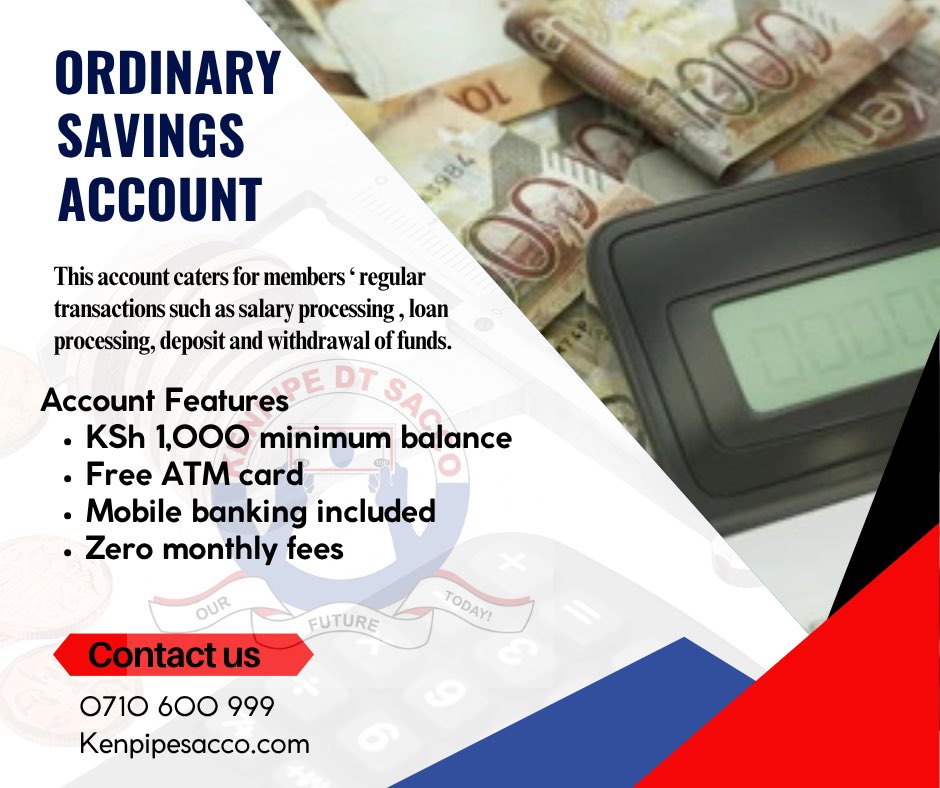 kenpipesacco's tweet photo. Your money, working for you. Every day.
KENPIPE DT SACCO Ordinary Savings Account is built for your regular life: salary, loans, deposits, withdrawals all in one place.
π https://t.co/VA4UMvcbae
#KENPIPEDTSACCO #OrdinarySavings #SaveWithUs #FinancialFreedom #SaccoKenya https://t.co/rgEW2ZFMad