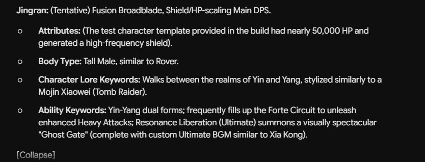 DailyJingran's tweet photo. #wuwaleaks

Jingran is a main DPS, Heavy Attack and HP scaler, needs 50.000 HP??? “like cartethyia”.

Body type: Tall male similar to rover

His abilities about Yin-Yang and his ultimate summons ghost gate

I’m so excited 😭🙏🙏 https://t.co/Hw4Vvod2Gk