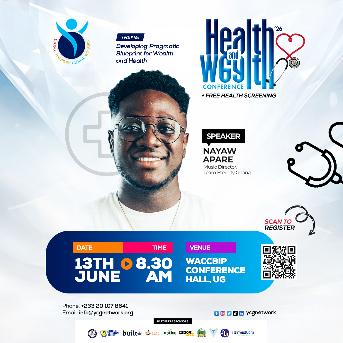 ycgnetwork's tweet photo. Nayaw Apare is widely regarded as one of Africa's finest music directors.

Join us at the Health &amp; Wealth Conference 2026 as he shares lessons on excellence, discipline, mentorship, leadership, and sustaining success over time.

Register here: https://t.co/ZuCLYBLVhk https://t.co/ljqEXmzNen