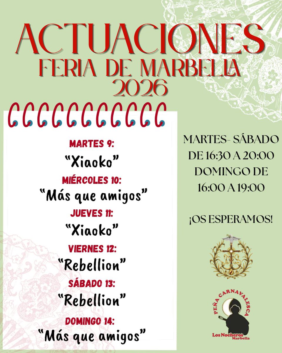 pollinicamarbe's tweet photo. 💃🏻YA ESTÁ AQUÍ LA FERIA💃🏻

Te esperamos a partir de mañana a las 13:00h, en nuestra barra Pollinica para disfrutar del mejor ambiente y de las actuaciones:

- ⁠Xiaoko
- ⁠Más que Amigos 
- ⁠Rebellion

¡Ven a disfrutar de la feria con tu familia pollinica! ❤️💚

#SoyPollinico https://t.co/0jpqrHPwV2