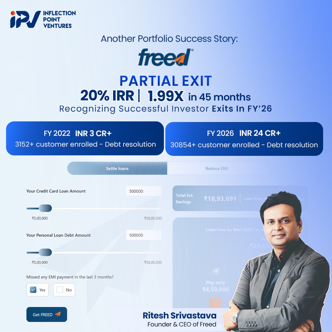 ipventures_in's tweet photo. IPV announces a partial exit from FREED, delivering 1.99X MoM and 20% IRR over 45 months

Behind every successful exit is early conviction, patient capital, and founders who continue to build through the journey.
🔗Explore more:
https://t.co/dvG5PRfBx2

#freed #exit #ipv #startup https://t.co/bKMv1zFWKY
