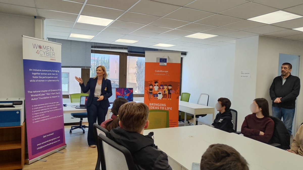 athenaRICinfo's tweet photo. 💡 Inspiring the next generation of digital talent.
#AthenaRC Women Innovation Unit met with students at the 3rd Vocational High School of Piraeus to discuss digital skills, AI, cybersecurity &amp; STEM career opportunities as part of the #Code4Europe project.
https://t.co/xSGrKXkq1C https://t.co/ZIP3Q6JLcw