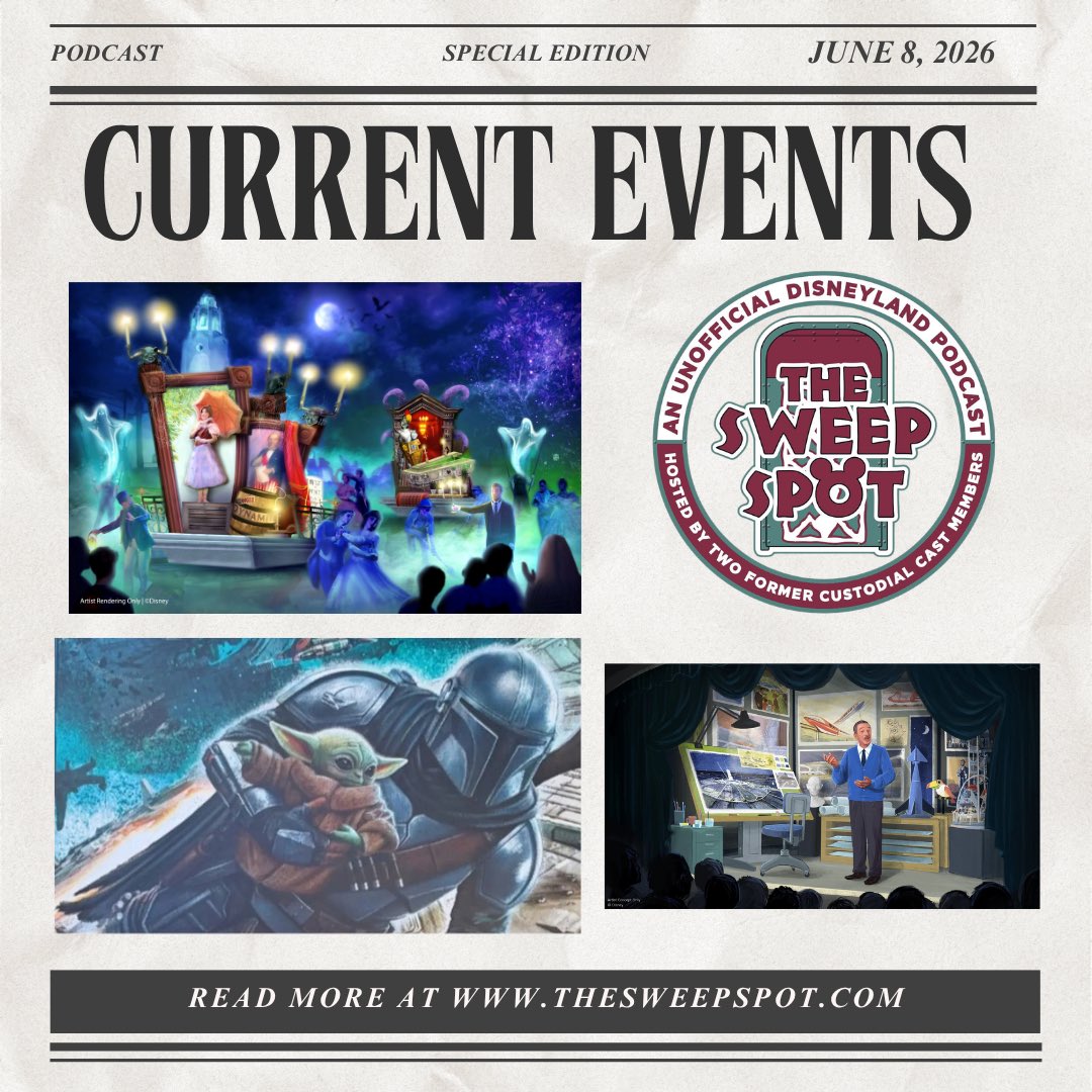 Lynnsweepspot's tweet photo. New episode of The Sweep Spot podcast is out now! Listen in as two former Disneyland cast members discuss the latest in the Disneyland Resort News #disney #disneyland #disneylandresort #castmembers https://t.co/MWi0qyktGO https://t.co/g4kOAfFNTJ