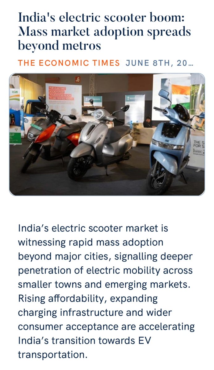 PMOIndia's tweet photo. India's electric scooter boom: Mass market adoption spreads beyond metros
https://t.co/UzayaNsXFb

 via NaMo App https://t.co/wHpdR50xhS