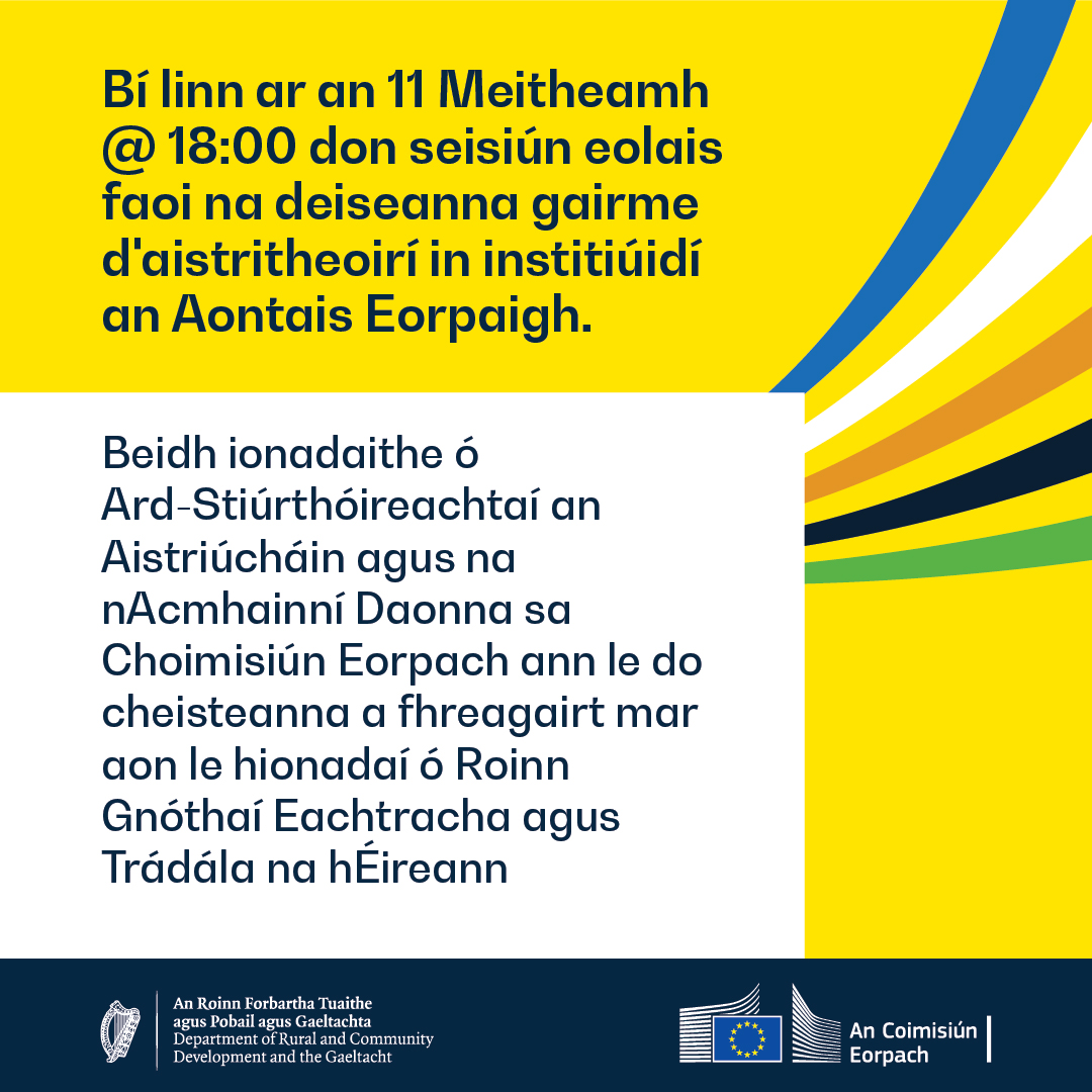 eurireland's tweet photo. Ar smaoinigh tú ar phost mar aistritheoir leis an AE? 🇪🇺💼

Bí linn ar líne ag 18:00 Déardaoin, 11 Meitheamh le fáil amach faoi dheiseanna gairme sa Bhruiséil 🇧🇪✈️

Cláraigh anseo: https://t.co/RVkU7Ec60e https://t.co/SQh9qUY2eE