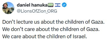 Libertymama888's tweet photo. @Glinner Zionism is demanding universal sympathy while openly denying universal humanity. https://t.co/5IeTPy1p5H
