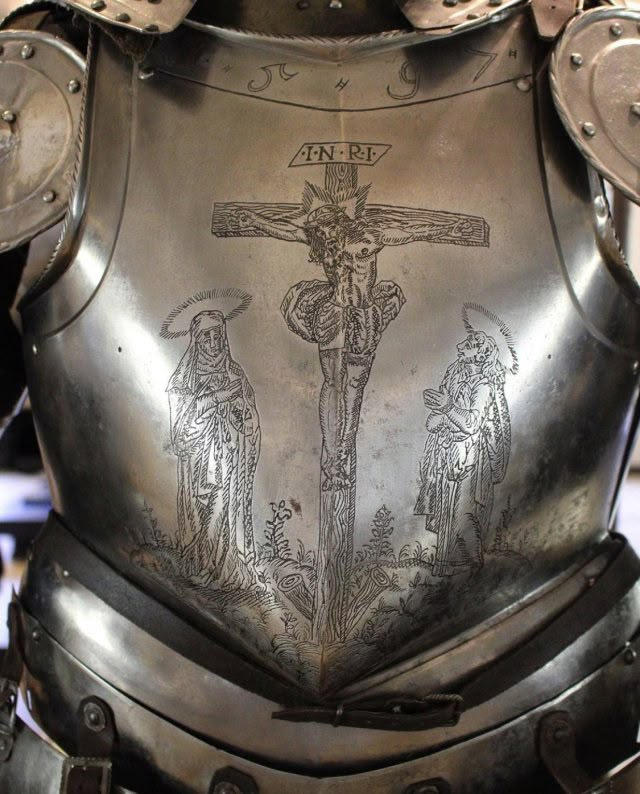 trad_west_'s tweet photo. 16th century armor from the Holy Roman Empire.

Flanking the crucified Savior is the Blessed Virgin Mary on the left and Saint John the Evangelist on the right. https://t.co/upSU7u6oW6