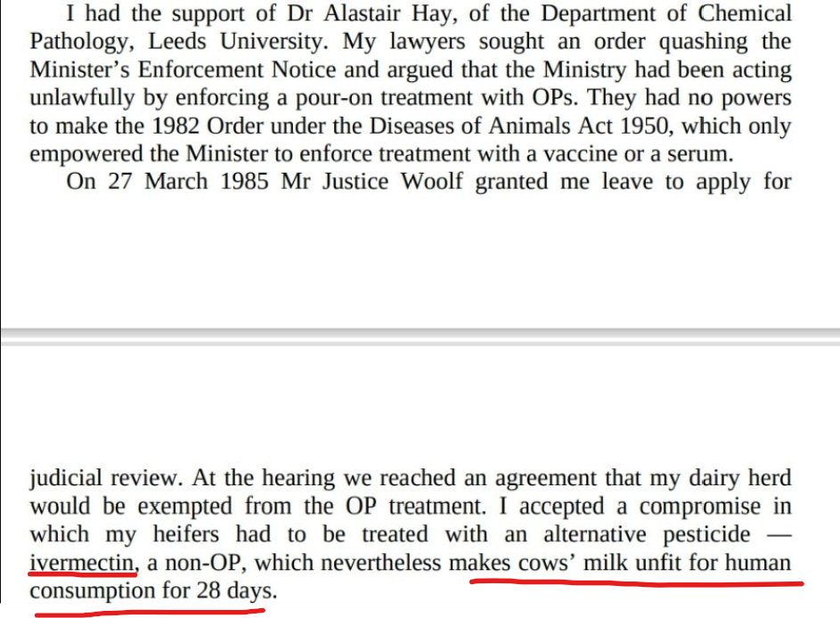 JamieAA_Again's tweet photo. British Farmer Mark Purdey who fought against the UK Government to not have to apply dangerous pesticide Organophosphates to his cattle because they are know to harm had to settle for using Ivermectin which is so toxic it makes their milk unfit for human consumption for 28 days. https://t.co/RoF6N2hOpf