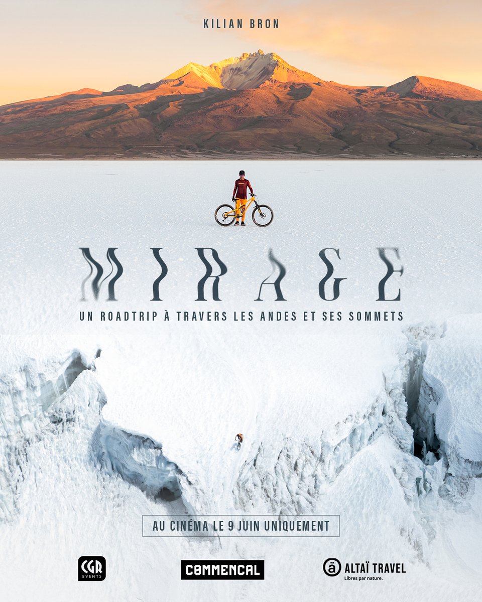 CGRCinemas's tweet photo. Demain c'est le jour J ! Embarque sur les terres majestueuses d'Argentine et de Bolivie avec le vététiste Kilian Bron dans MIRAGE, un documentaire à vivre sur grand écran dans tes cinémas CGR !

👉 Il est encore temps de réserver tes places sur le site ou l'appli CGR ! https://t.co/k8yXtiGy81